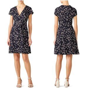 Slate & Willow Navy Blue Wrap Dot-Print Dress $290